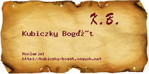 Kubiczky Bogát névjegykártya